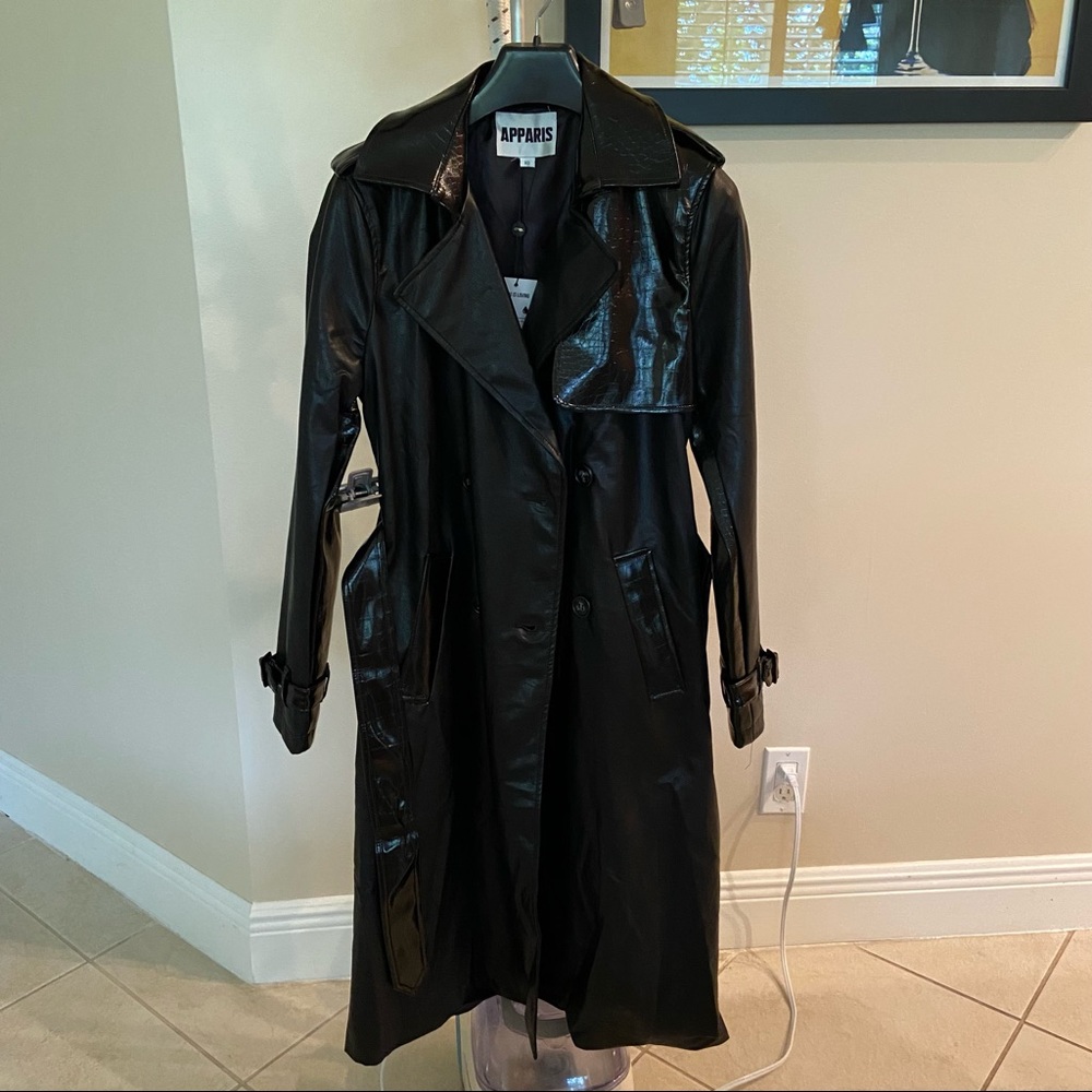 Vegan leather trench coat